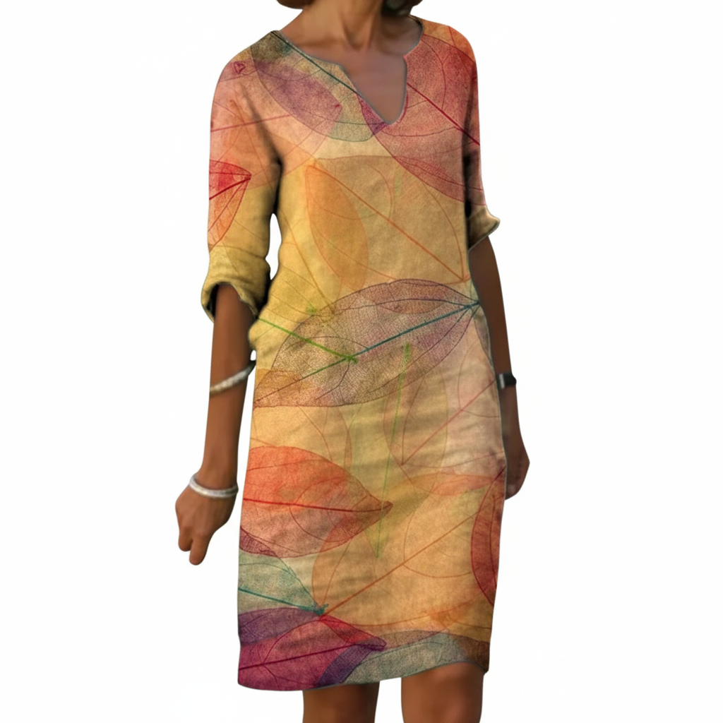 GLADYS Printed V-Neck Dress