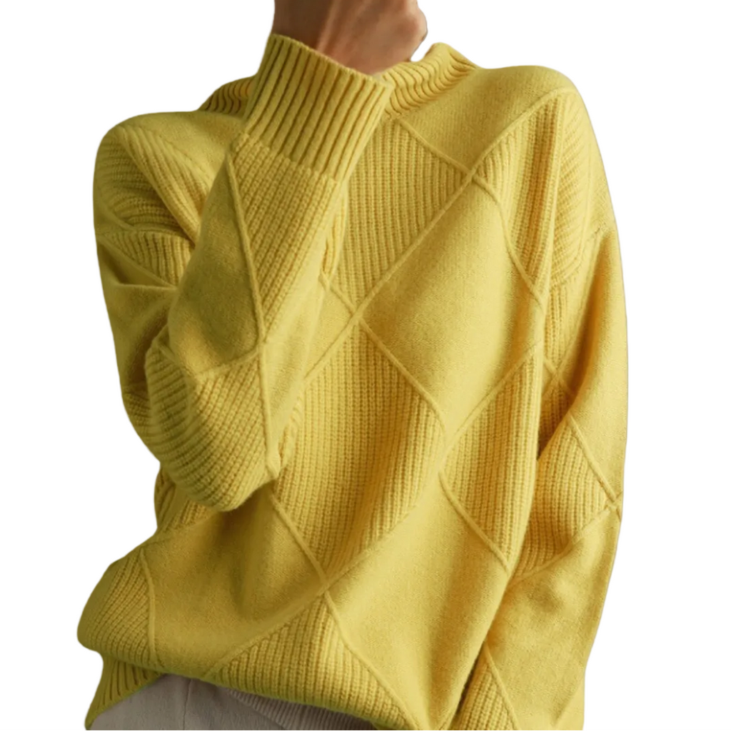 EVELYN Argyle Wool Turtleneck Sweater