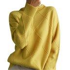 EVELYN Argyle Wool Turtleneck Sweater