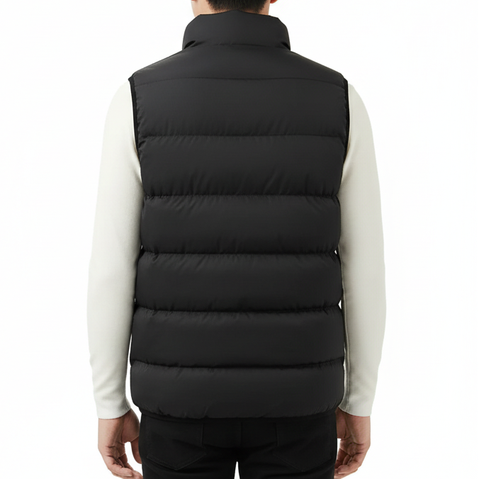 JAMES, Cotton Padded Sleek Fit Vest Mandarin Collar