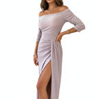 ZARIA Sequin Slash Neck Dress