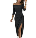 ZARIA Sequin Slash Neck Dress