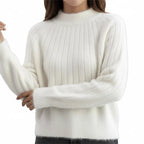 EMMA, Mock Neck Knit Pullover Cotton Acrylic