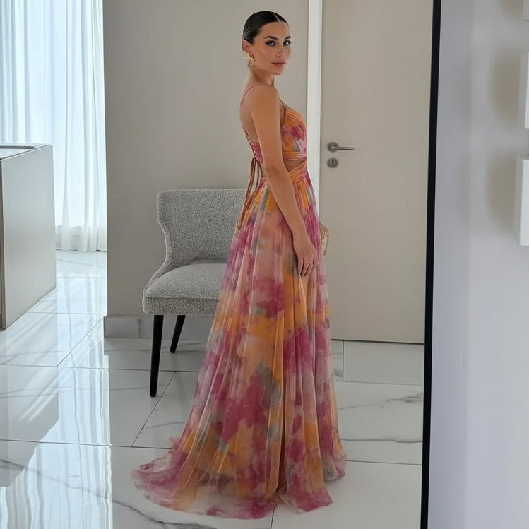 NORA Patterned Sleeveless Maxi Dress