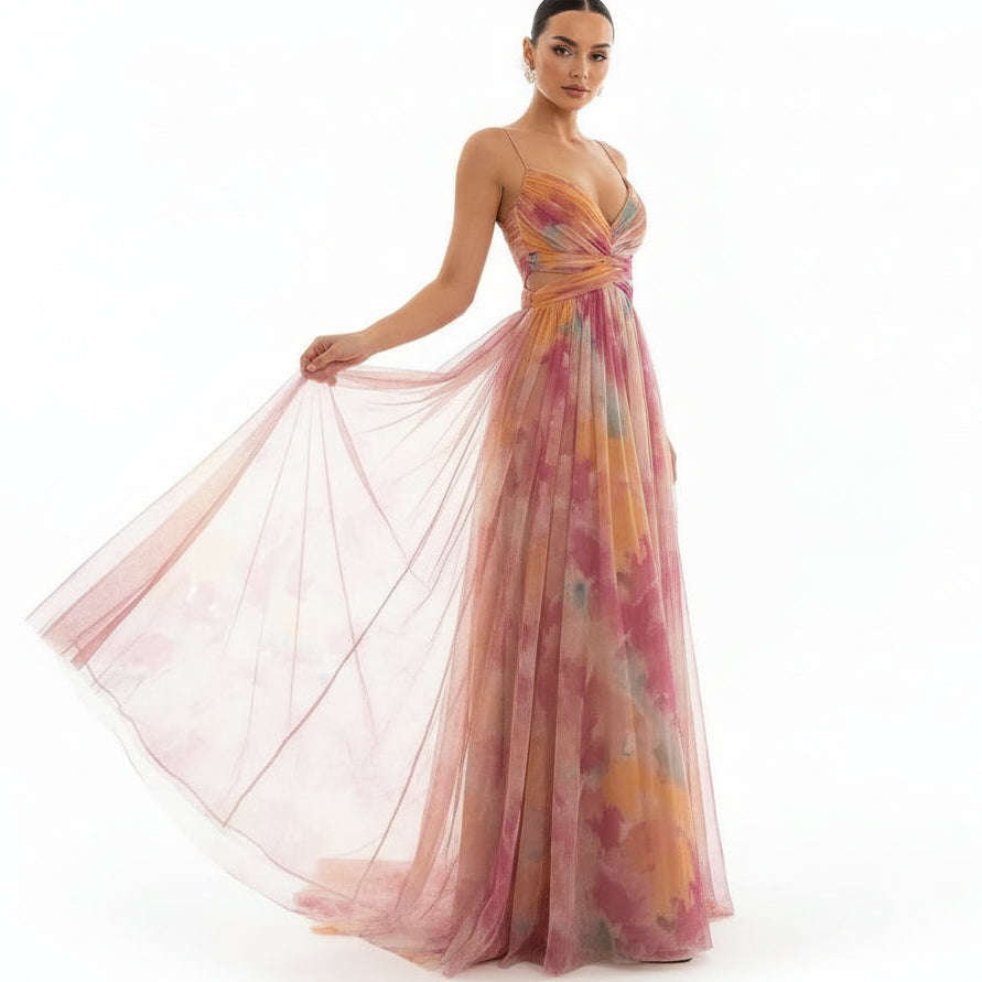 NORA Patterned Sleeveless Maxi Dress