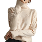 EVELYN Argyle Wool Turtleneck Sweater
