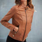 LILLY Zippered Moto Biker Jacket