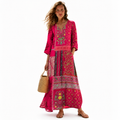 HOLLIE Patterned V-Neck Midi Dress