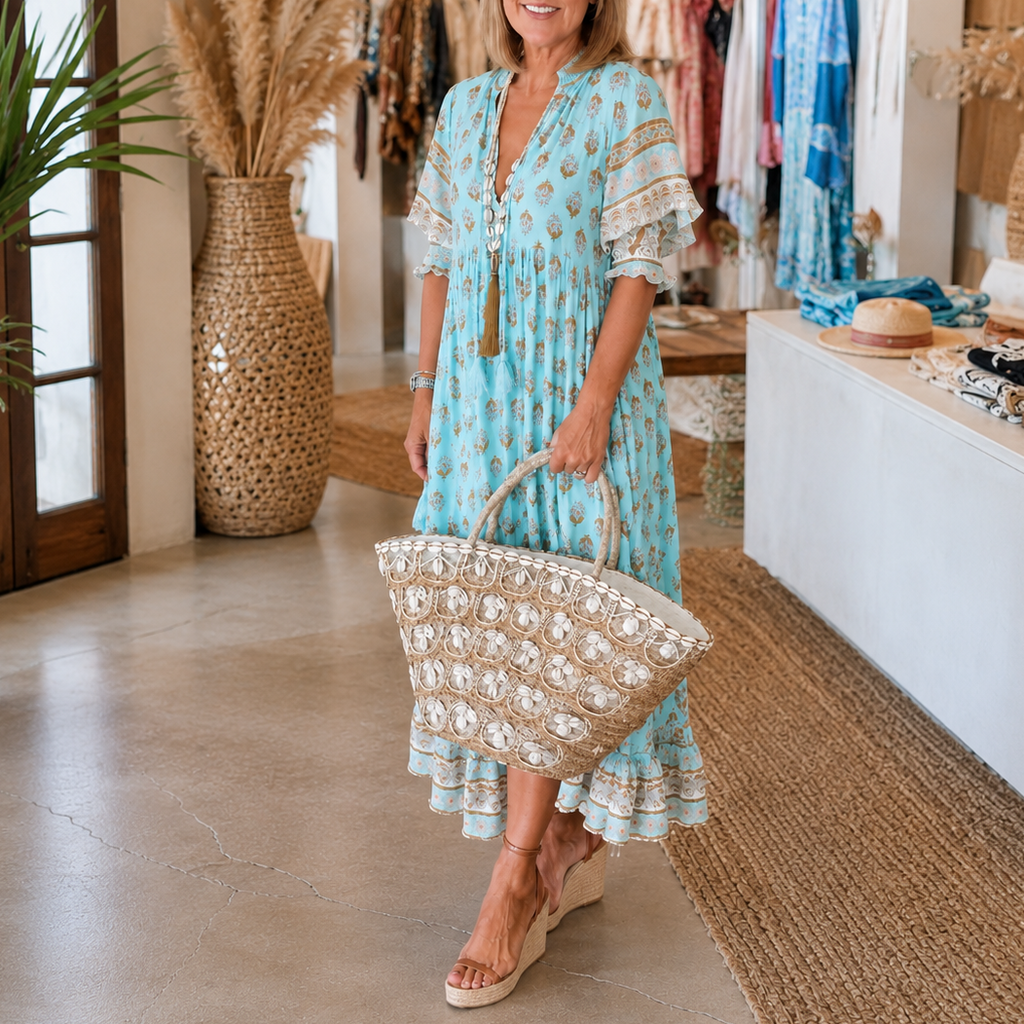 SERENA V-Neck A-Line Maxi Dress