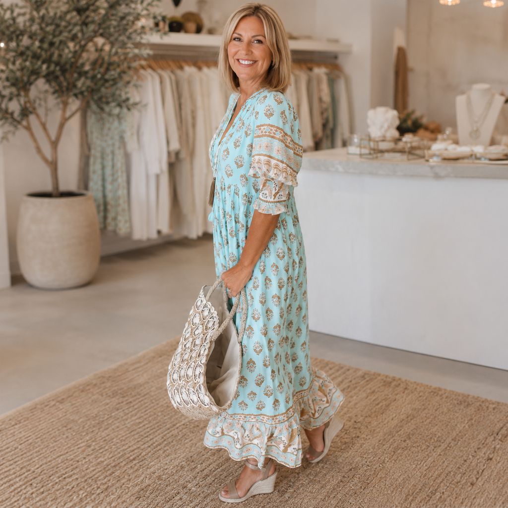 SERENA V-Neck A-Line Maxi Dress