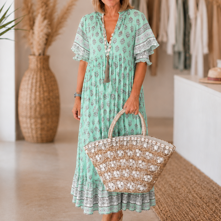 SERENA V-Neck A-Line Maxi Dress