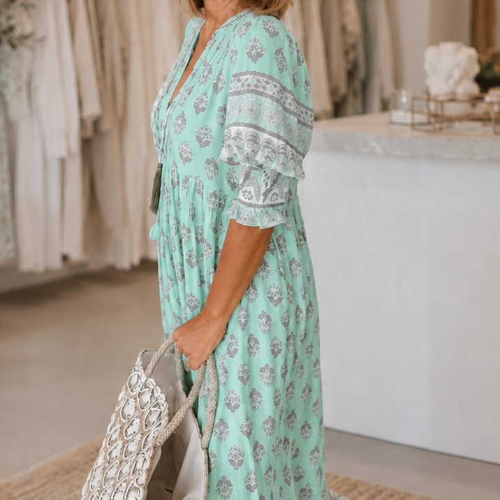 SERENA V-Neck A-Line Maxi Dress