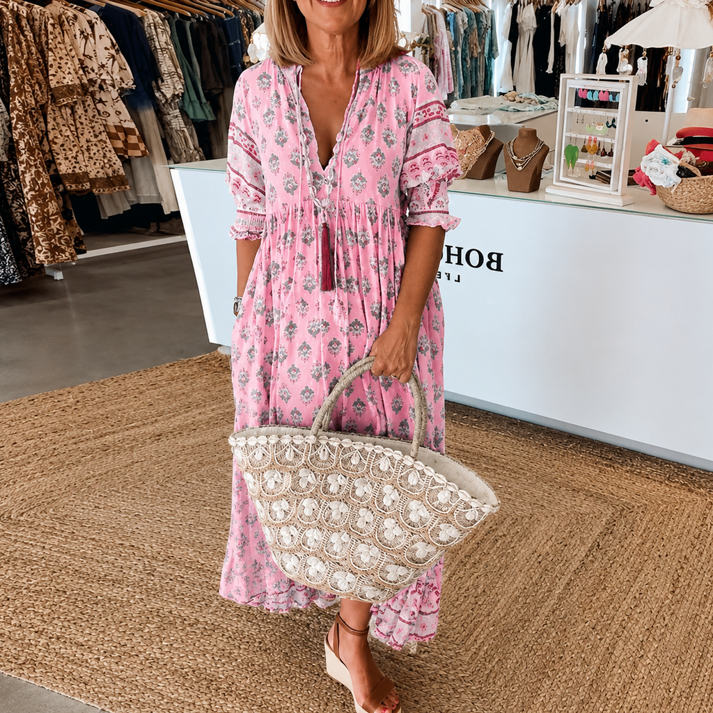 SERENA V-Neck A-Line Maxi Dress