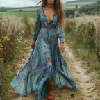 SIENNA Floral V-Neck Midi Dress