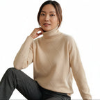 EVELYN Argyle Wool Turtleneck Sweater