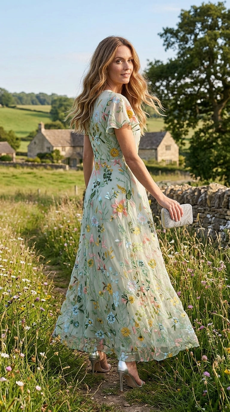 DIANE Floral V-Neck Midi Dress