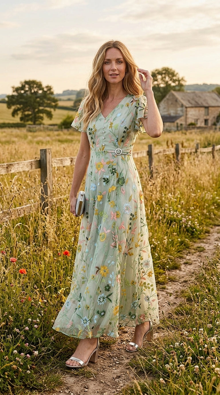 DIANE Floral V-Neck Midi Dress