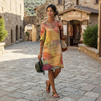GLADYS Printed V-Neck Dress
