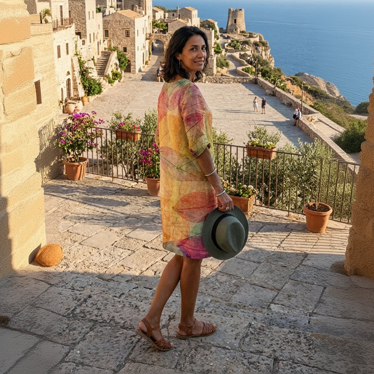 GLADYS Printed V-Neck Dress