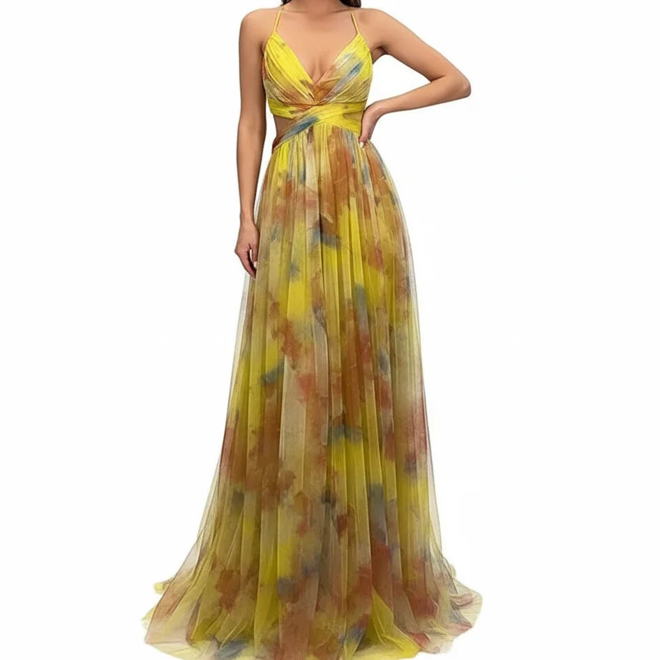 NORA Patterned Sleeveless Maxi Dress
