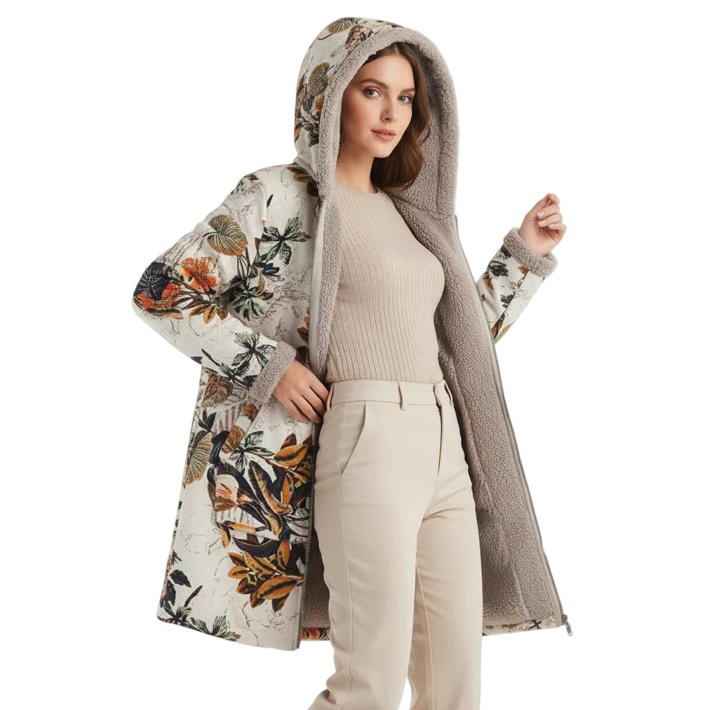 AVA Floral Long Hooded Coat