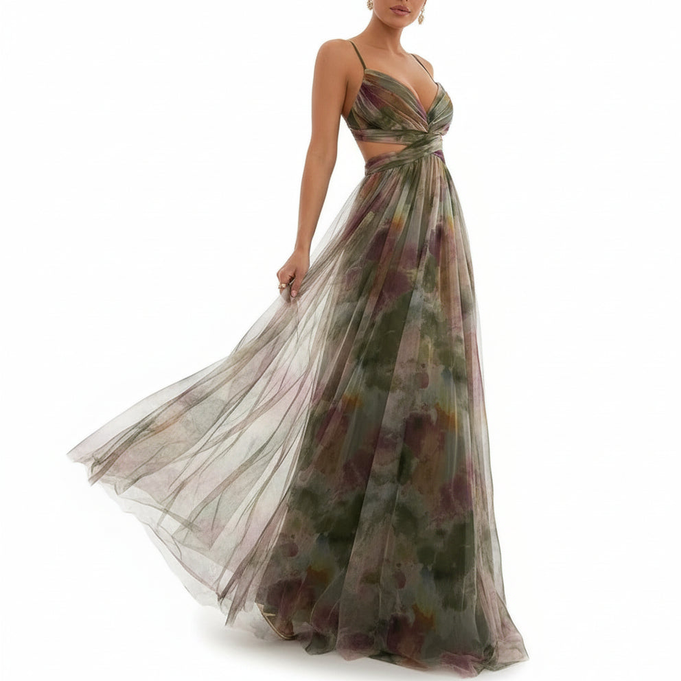 NORA Patterned Sleeveless Maxi Dress