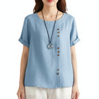 MARIA Cotton Linen Button Tee