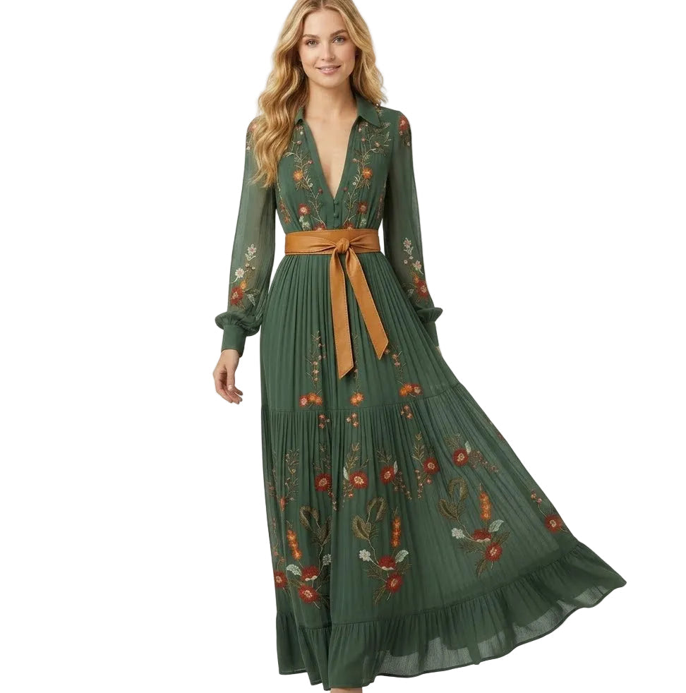 SIENNA Floral V-Neck Midi Dress