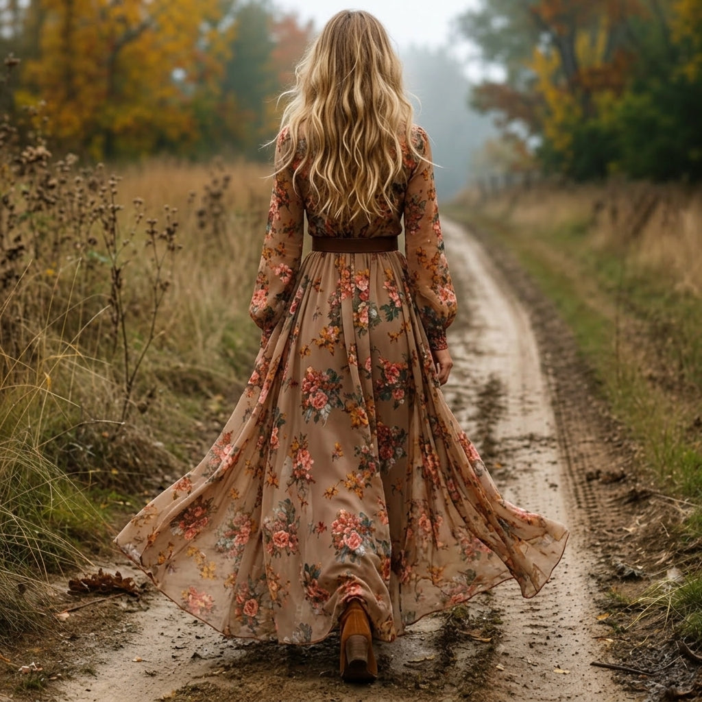 SIENNA Floral V-Neck Midi Dress